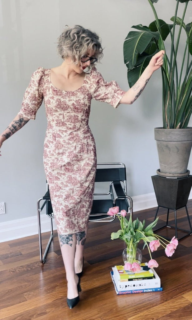 Birds of North America Veery Dress (Brick Village Toile) - Victoire BoutiqueBirds of North AmericaDresses Ottawa Boutique Shopping Clothing