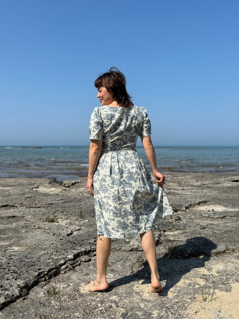 Birds of North America Winter Chippy Dress (Navy Village Toile) - Victoire BoutiqueBirds of North AmericaDresses Ottawa Boutique Shopping Clothing