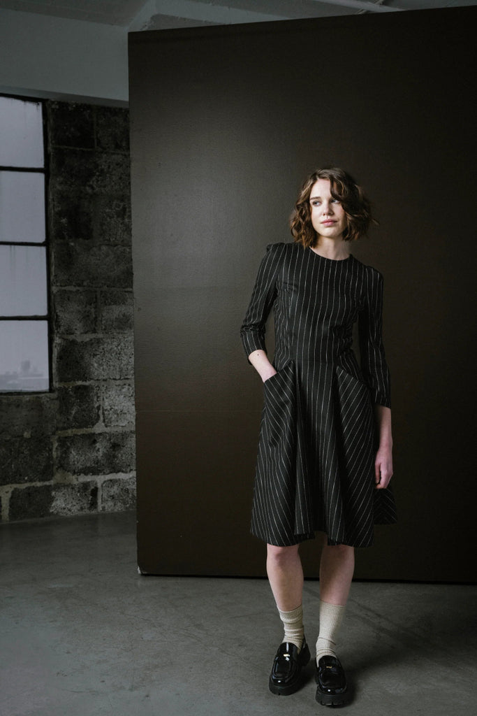 Bodybag Regent Dress - Pinstripe (Online Exclusive) - Victoire BoutiqueBodybagDresses Ottawa Boutique Shopping Clothing