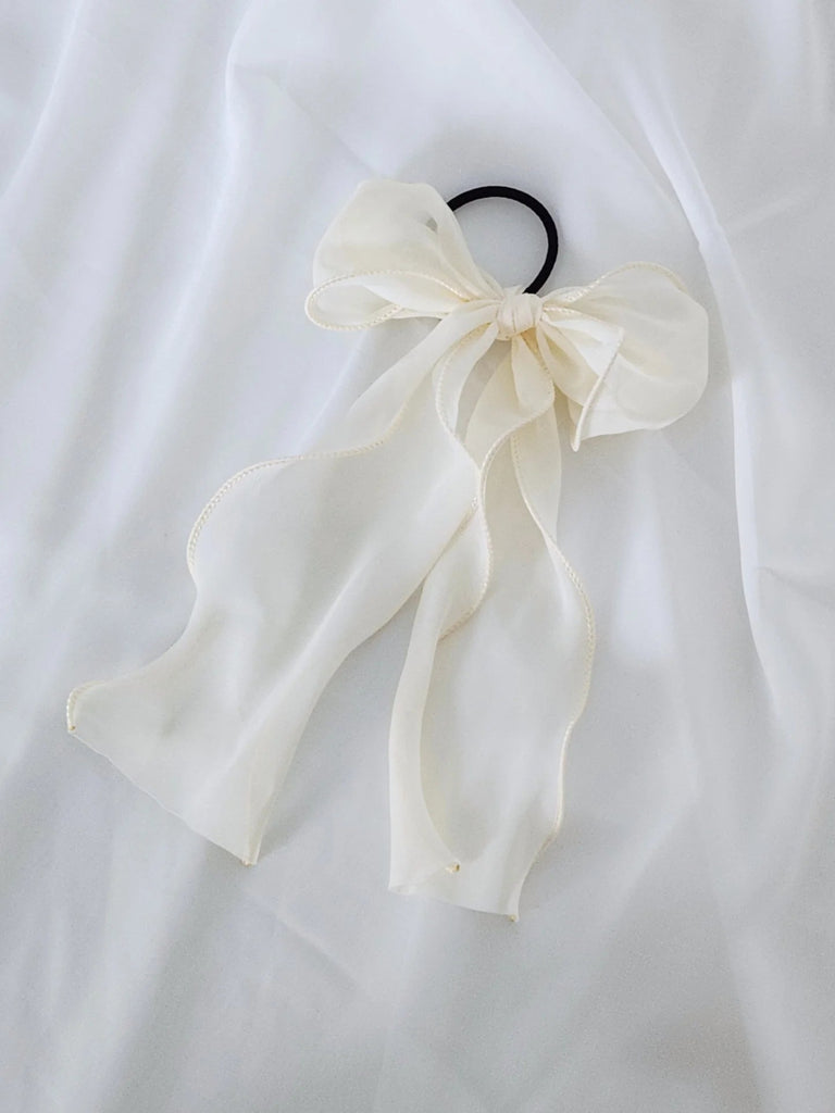 CoutuKitsch Chiffon Hair Bow (Black or White) - Victoire BoutiqueCoutuKitschHair Accessories Ottawa Boutique Shopping Clothing