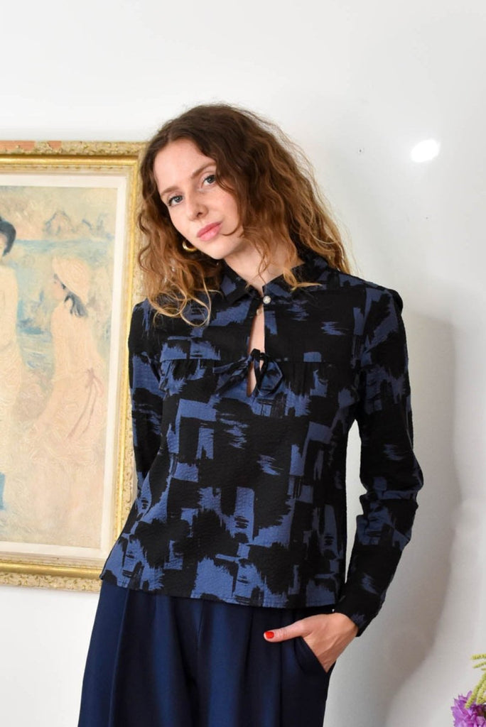 Dagg & Stacey Phoebe Top (Black/Indigo Dream Weave) - Victoire BoutiqueDagg & StaceyShirts & Tops Ottawa Boutique Shopping Clothing