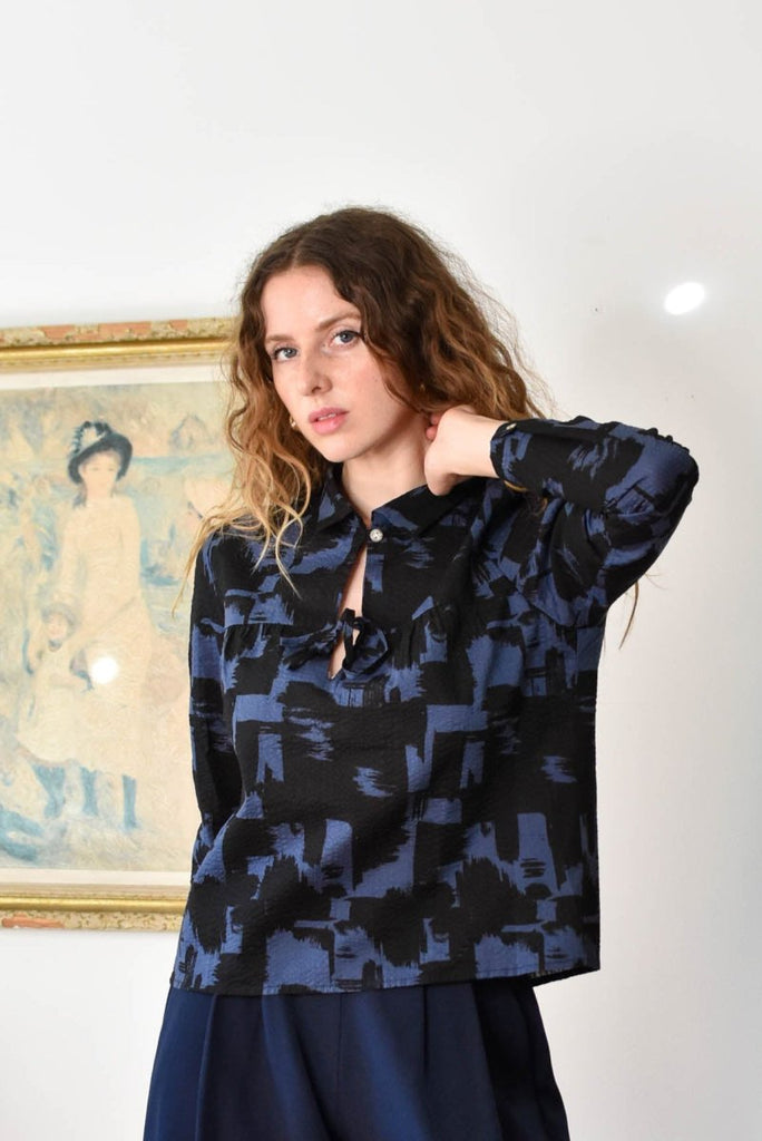 Dagg & Stacey Phoebe Top (Black/Indigo Dream Weave) - Victoire BoutiqueDagg & StaceyShirts & Tops Ottawa Boutique Shopping Clothing