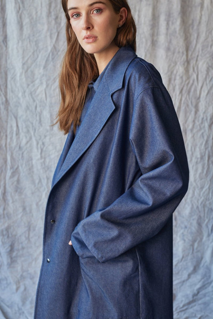 Devlyn van Loon Overcoat (Organic Denim) - Victoire BoutiqueDevlyn Van LoonOuterwear Ottawa Boutique Shopping Clothing