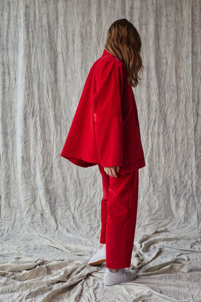 Devlyn van Loon Oversized Shirt Jacket (Red Velvet) - Victoire BoutiqueDevlyn Van LoonTops Ottawa Boutique Shopping Clothing