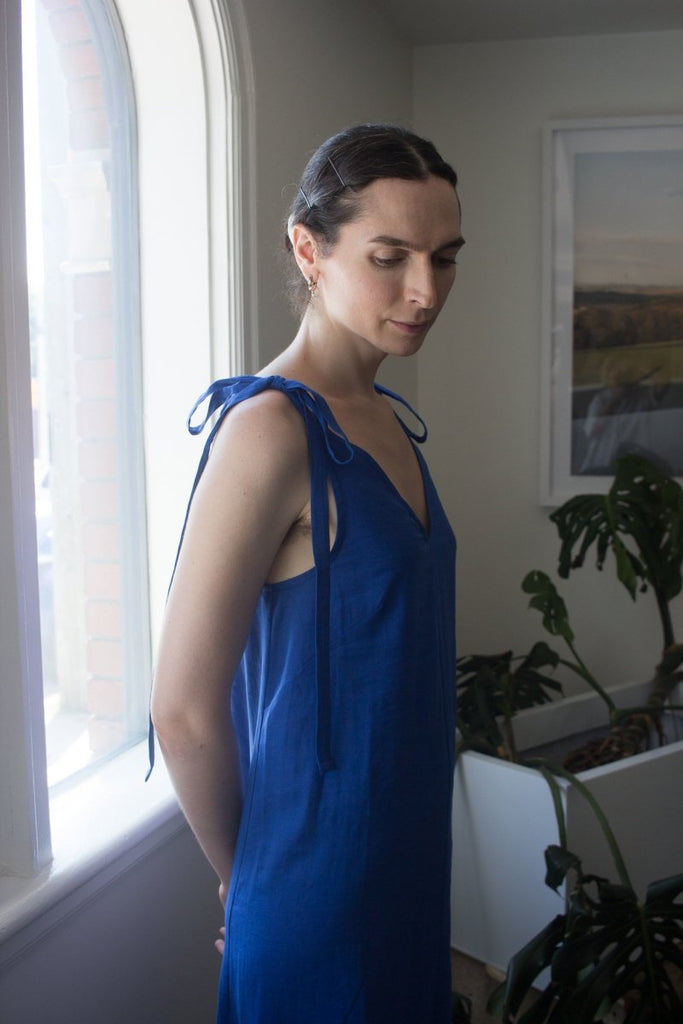 Devlyn van Loon Tie Shoulder Dress (Lapis) - Victoire BoutiqueDevlyn Van LoonDresses Ottawa Boutique Shopping Clothing