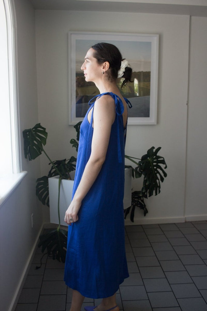 Devlyn van Loon Tie Shoulder Dress (Lapis) - Victoire BoutiqueDevlyn Van LoonDresses Ottawa Boutique Shopping Clothing