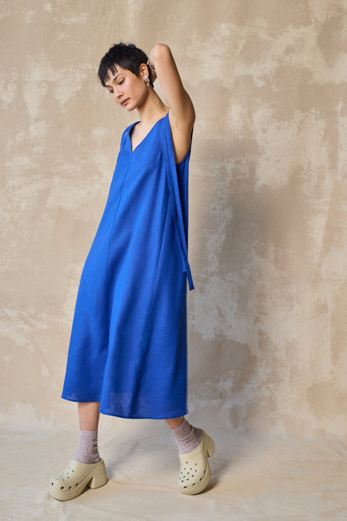 Devlyn van Loon Tie Shoulder Dress (Lapis) - Victoire BoutiqueDevlyn Van LoonDresses Ottawa Boutique Shopping Clothing