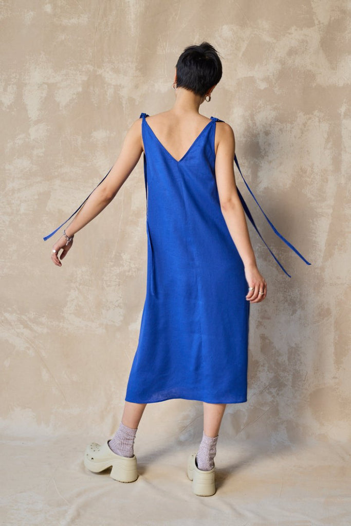 Devlyn van Loon Tie Shoulder Dress (Lapis) - Victoire BoutiqueDevlyn Van LoonDresses Ottawa Boutique Shopping Clothing