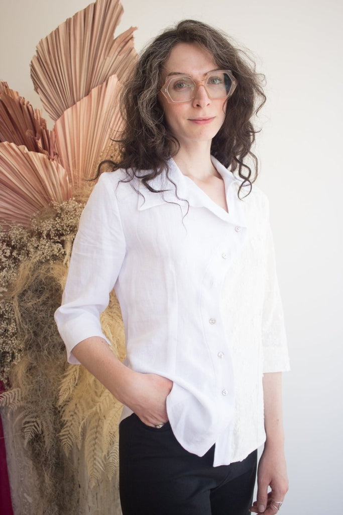 DorsaLi Stellaire Shirt (White and Ivory) - Victoire BoutiqueDorsaLiTops Ottawa Boutique Shopping Clothing