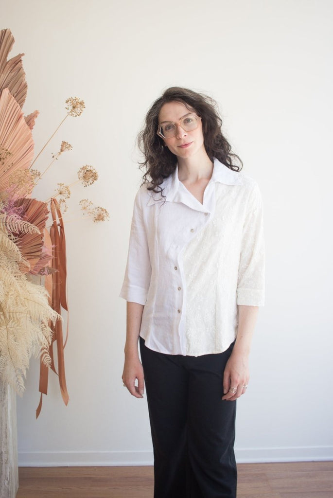 DorsaLi Stellaire Shirt (White and Ivory) - Victoire BoutiqueDorsaLiTops Ottawa Boutique Shopping Clothing