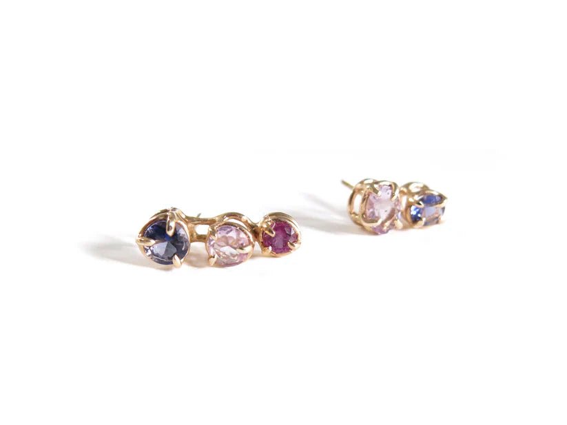 Elaine Ho 14K Gold Earrings (Iolites, Amethyst & Garnet) - Victoire BoutiqueElaine HoEarrings Ottawa Boutique Shopping Clothing
