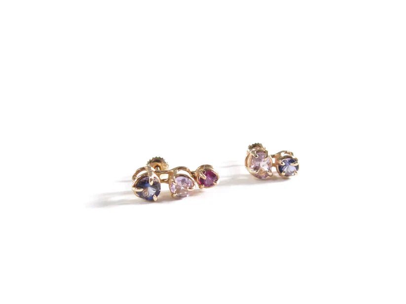 Elaine Ho 14K Gold Earrings (Iolites, Amethyst & Garnet) - Victoire BoutiqueElaine HoEarrings Ottawa Boutique Shopping Clothing