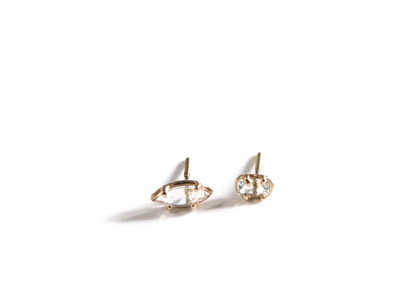 Elaine Ho 14K Gold Earrings (Mini Quartz & Mini Aquamarine) - Victoire BoutiqueElaine HoEarrings Ottawa Boutique Shopping Clothing