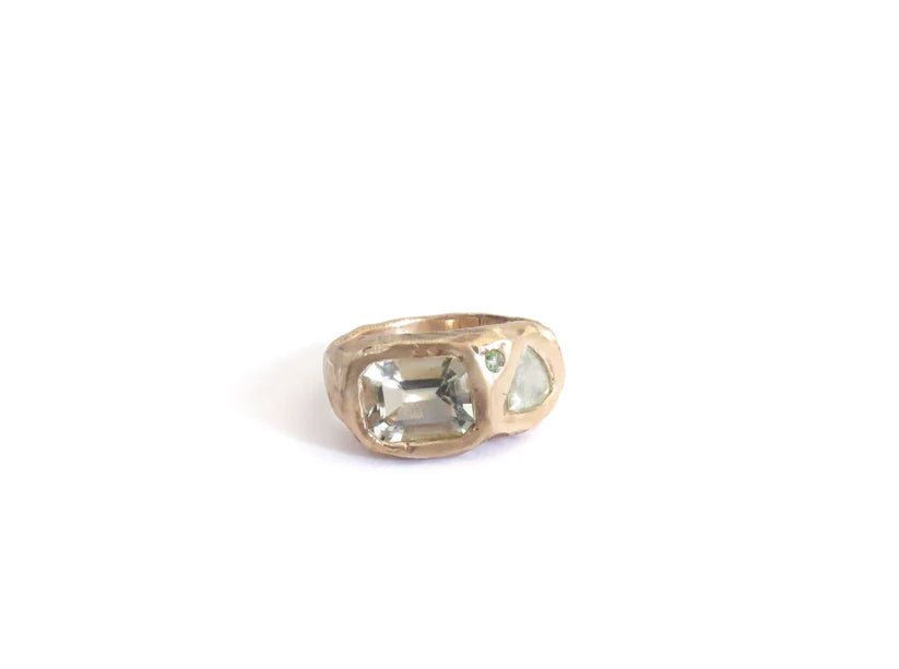 Elaine Ho 14K Gold Ring (Prasiolite, Sapphire & Tourmaline) - Victoire BoutiqueElaine HoRings Ottawa Boutique Shopping Clothing