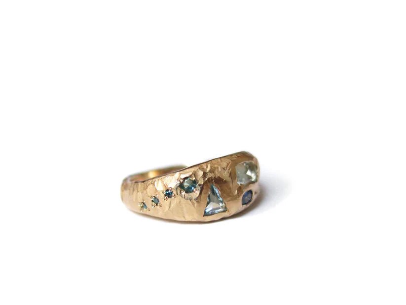 Elaine Ho 14K Gold Ring (Sapphires, Aquamarine & Blue Diamonds) - Victoire BoutiqueElaine HoRings Ottawa Boutique Shopping Clothing