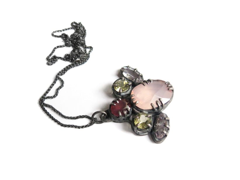 Elaine Ho Pendant Necklace (Rose Quartz, Pink Sapphire, Lemon Quartz & Amethyst) - Victoire BoutiqueElaine HoNecklaces Ottawa Boutique Shopping Clothing