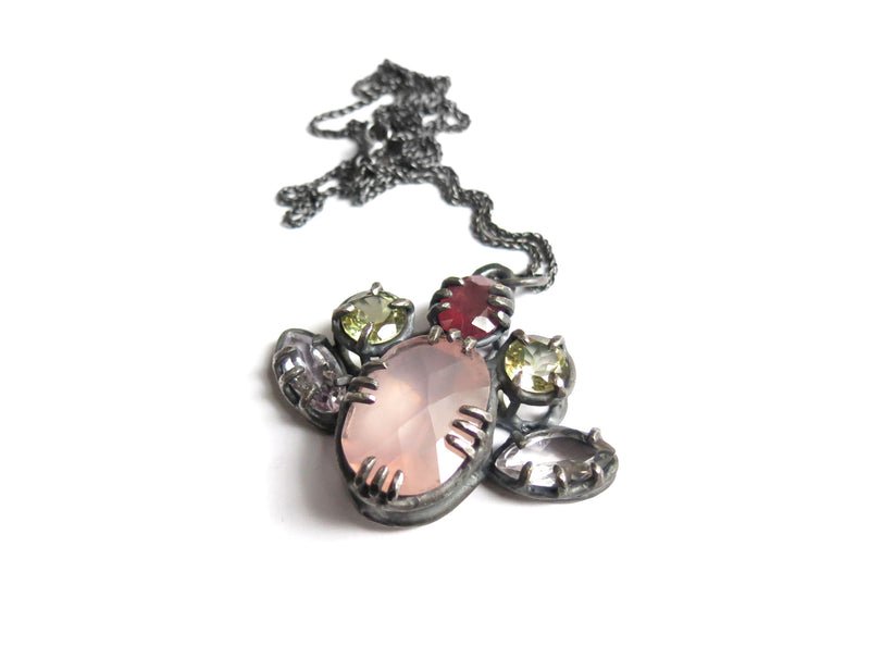 Elaine Ho Pendant Necklace (Rose Quartz, Pink Sapphire, Lemon Quartz & Amethyst) - Victoire BoutiqueElaine HoNecklaces Ottawa Boutique Shopping Clothing
