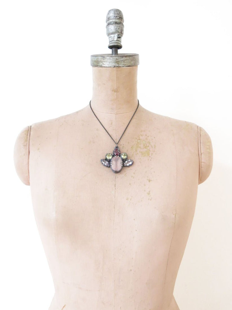 Elaine Ho Pendant Necklace (Rose Quartz, Pink Sapphire, Lemon Quartz & Amethyst) - Victoire BoutiqueElaine HoNecklaces Ottawa Boutique Shopping Clothing