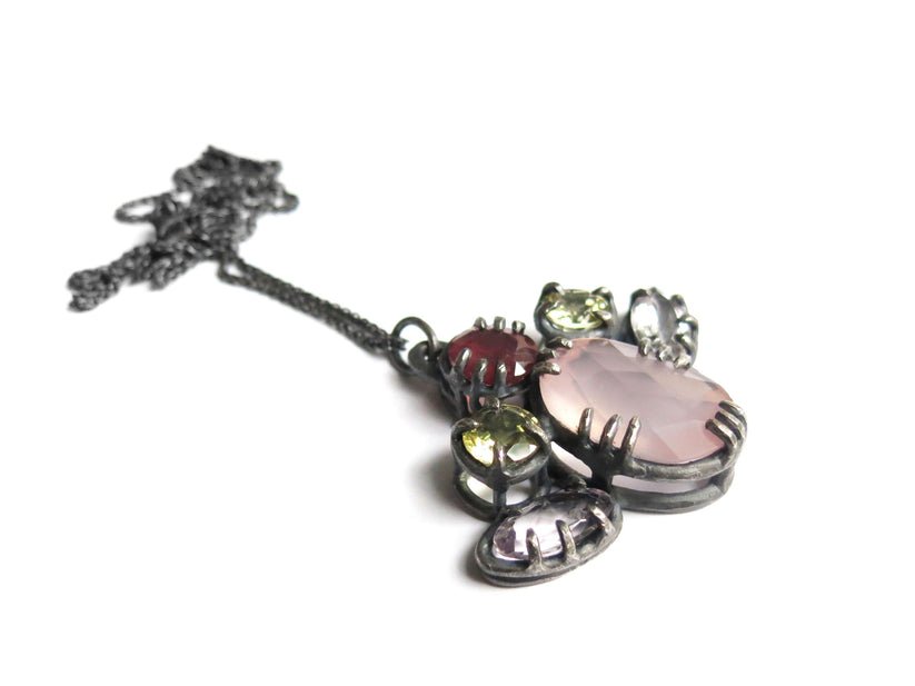 Elaine Ho Pendant Necklace (Rose Quartz, Pink Sapphire, Lemon Quartz & Amethyst) - Victoire BoutiqueElaine HoNecklaces Ottawa Boutique Shopping Clothing
