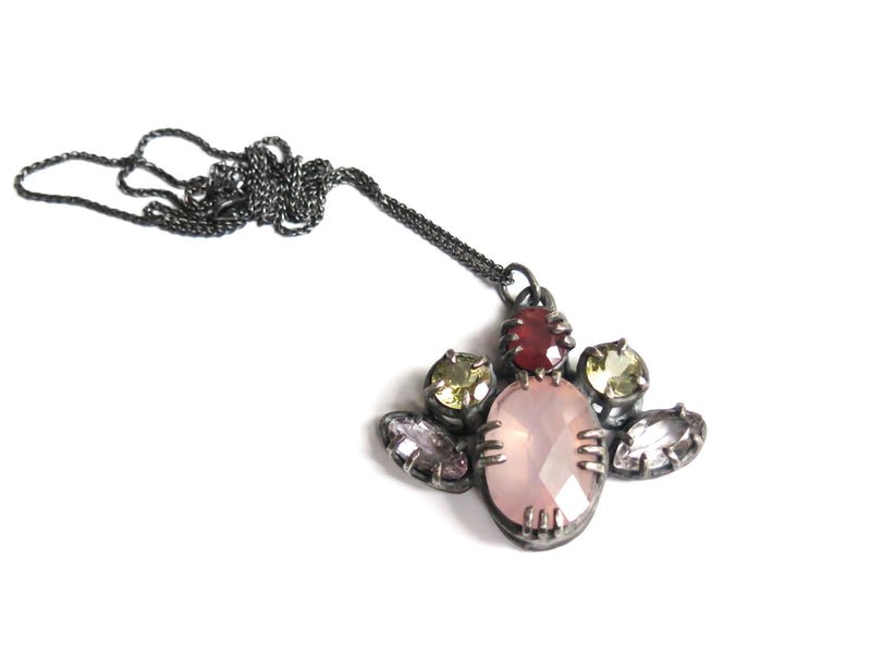Elaine Ho Pendant Necklace (Rose Quartz, Pink Sapphire, Lemon Quartz & Amethyst) - Victoire BoutiqueElaine HoNecklaces Ottawa Boutique Shopping Clothing