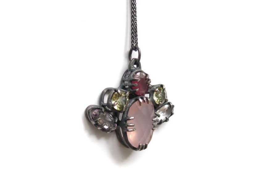 Elaine Ho Pendant Necklace (Rose Quartz, Pink Sapphire, Lemon Quartz & Amethyst) - Victoire BoutiqueElaine HoNecklaces Ottawa Boutique Shopping Clothing