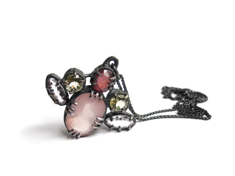 Elaine Ho Pendant Necklace (Rose Quartz, Pink Sapphire, Lemon Quartz & Amethyst) - Victoire BoutiqueElaine HoNecklaces Ottawa Boutique Shopping Clothing