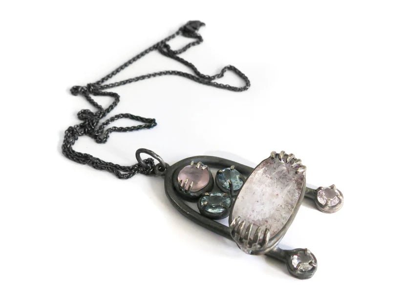 Elaine Ho Pendant Necklace (Rose Quartz, Sky Blue Topaz, and Super Seven Amethyst) - Victoire BoutiqueElaine HoNecklaces Ottawa Boutique Shopping Clothing