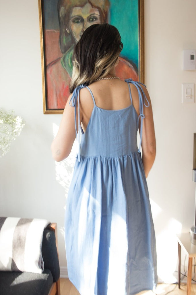 Eliza Faulkner Amelie Dress (Blue Linen) - Victoire BoutiqueEliza FaulknerDresses Ottawa Boutique Shopping Clothing
