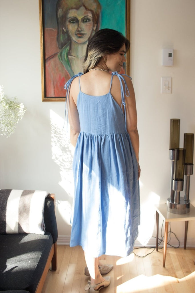 Eliza Faulkner Amelie Dress (Blue Linen) - Victoire BoutiqueEliza FaulknerDresses Ottawa Boutique Shopping Clothing