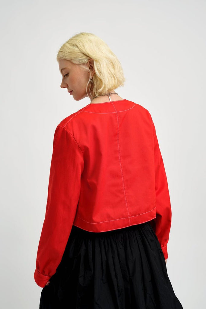 Eliza Faulkner Carrie Jacket - Cherry Red Twill (Online Exclusive) - Victoire BoutiqueEliza FaulknerTops Ottawa Boutique Shopping Clothing