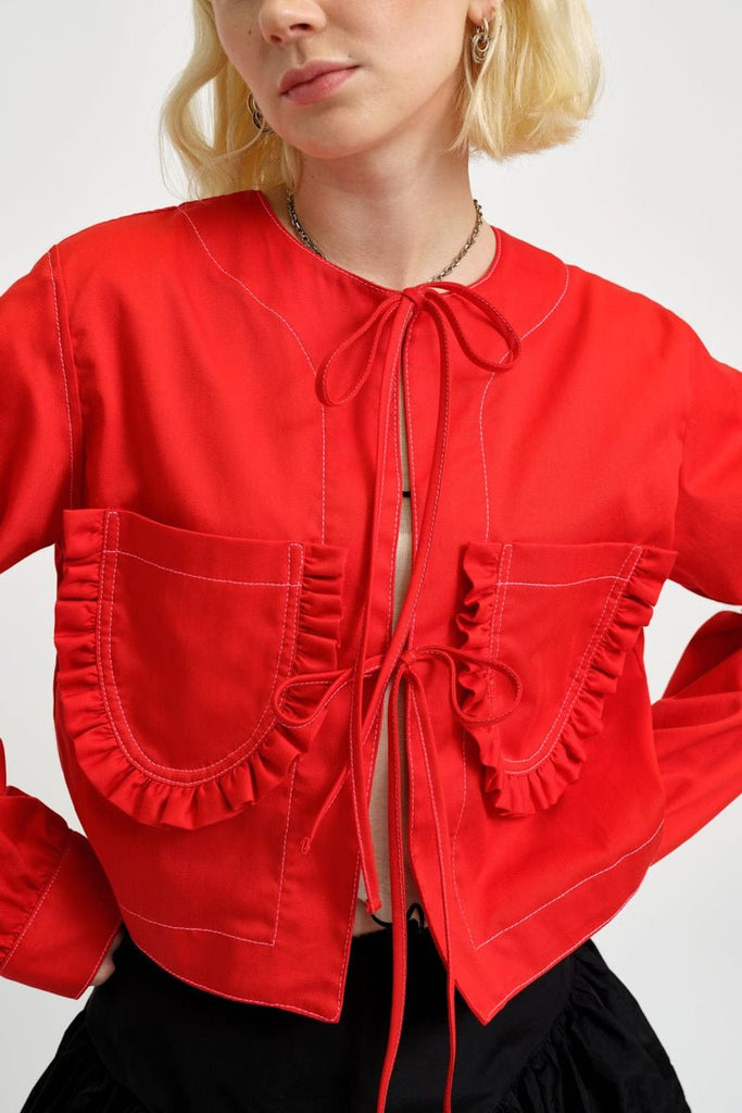 Eliza Faulkner Carrie Jacket - Cherry Red Twill (Online Exclusive) - Victoire BoutiqueEliza FaulknerTops Ottawa Boutique Shopping Clothing