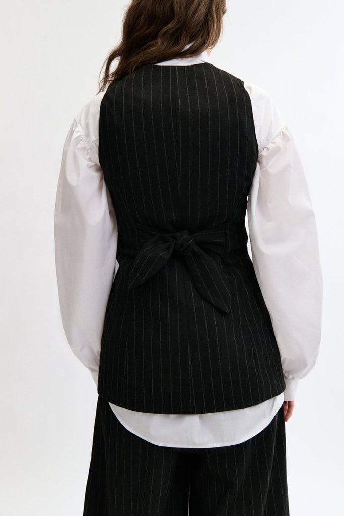 Eliza Faulkner Juliette Vest - Black Pinstripe (Online Exclusive) - Victoire BoutiqueEliza FaulknerOuterwear Ottawa Boutique Shopping Clothing
