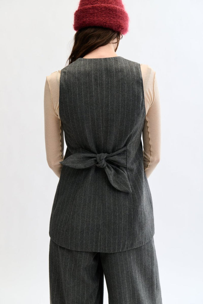 Eliza Faulkner Juliette Vest - Grey Pinstripe (Online Exclusive) - Victoire BoutiqueEliza FaulknerOuterwear Ottawa Boutique Shopping Clothing