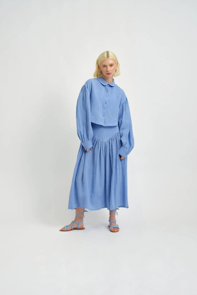 Eliza Faulkner Lucille Skirt (Blue Linen) - Victoire BoutiqueEliza FaulknerBottoms Ottawa Boutique Shopping Clothing