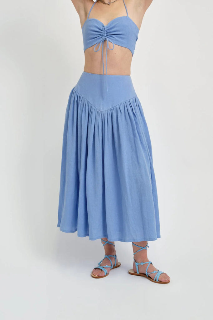 Eliza Faulkner Lucille Skirt (Blue Linen) - Victoire BoutiqueEliza FaulknerBottoms Ottawa Boutique Shopping Clothing