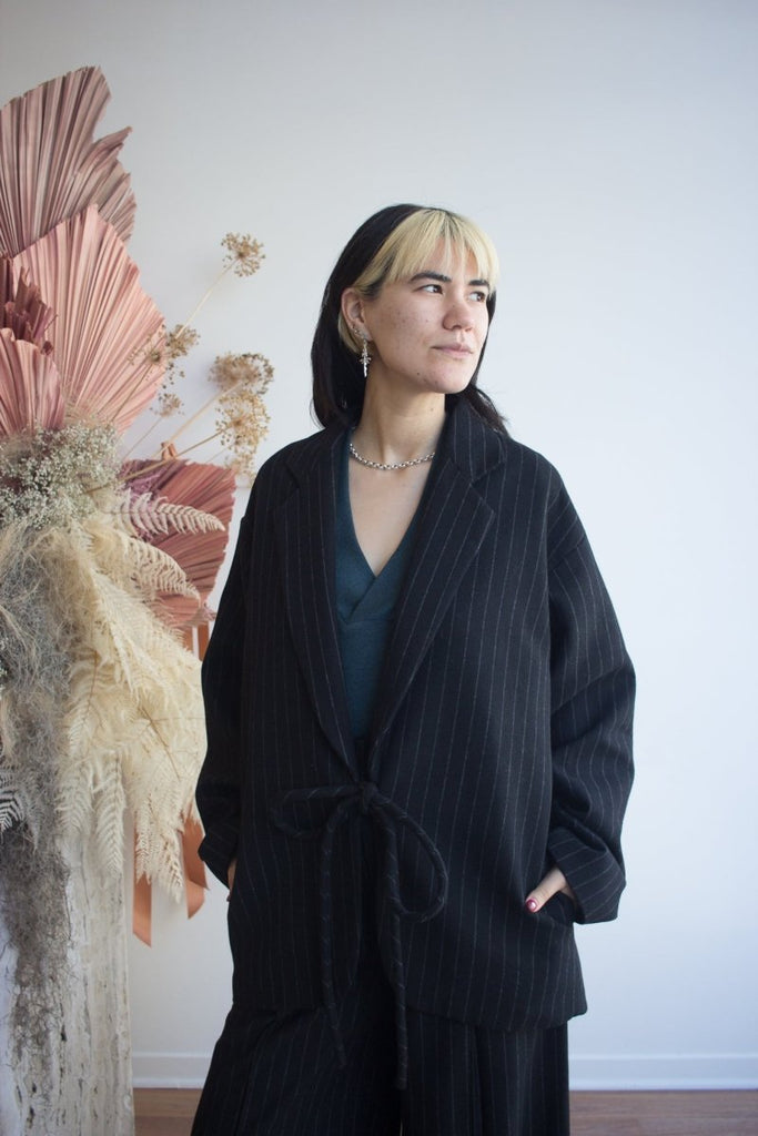 Eliza Faulkner Mara Coat - Black Pinstripe (Online Exclusive) - Victoire BoutiqueEliza FaulknerOuterwear Ottawa Boutique Shopping Clothing