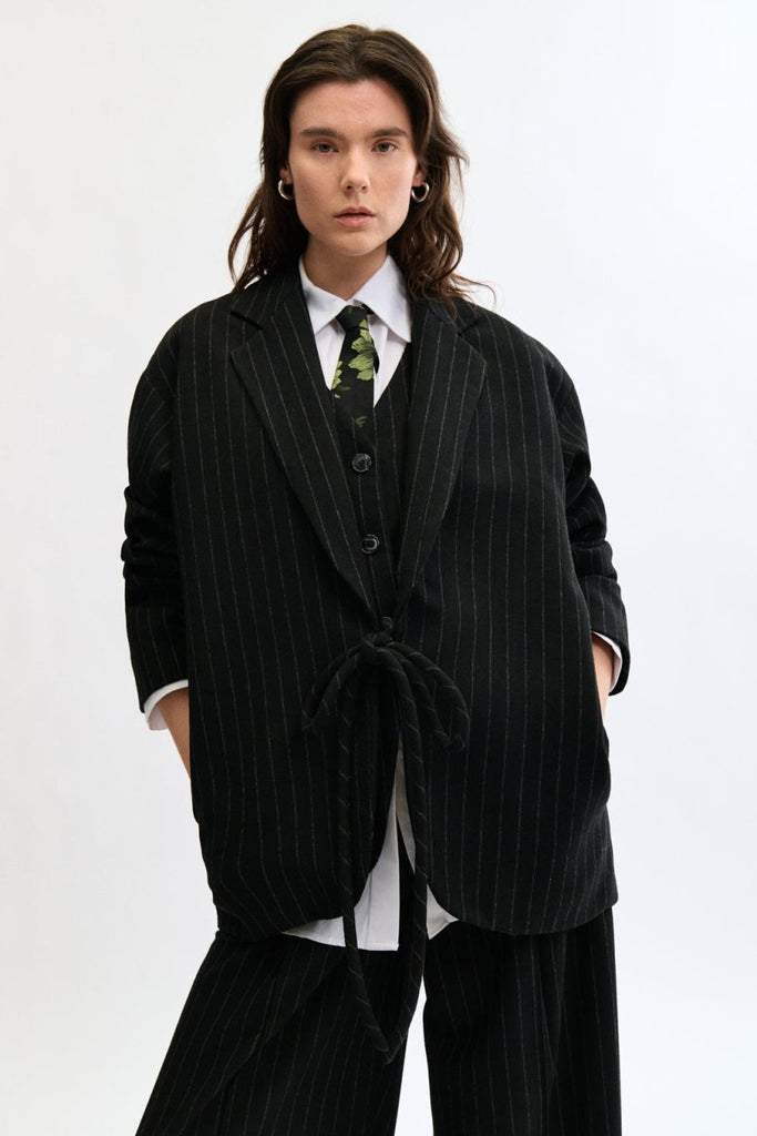 Eliza Faulkner Mara Coat - Black Pinstripe (Online Exclusive) - Victoire BoutiqueEliza FaulknerOuterwear Ottawa Boutique Shopping Clothing