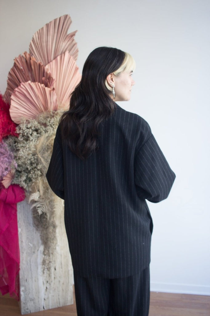 Eliza Faulkner Mara Coat - Black Pinstripe (Online Exclusive) - Victoire BoutiqueEliza FaulknerOuterwear Ottawa Boutique Shopping Clothing