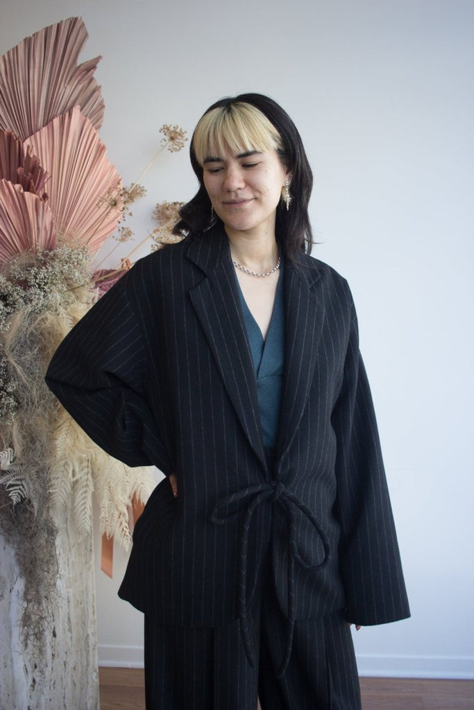 Eliza Faulkner Mara Coat - Black Pinstripe (Online Exclusive) - Victoire BoutiqueEliza FaulknerOuterwear Ottawa Boutique Shopping Clothing