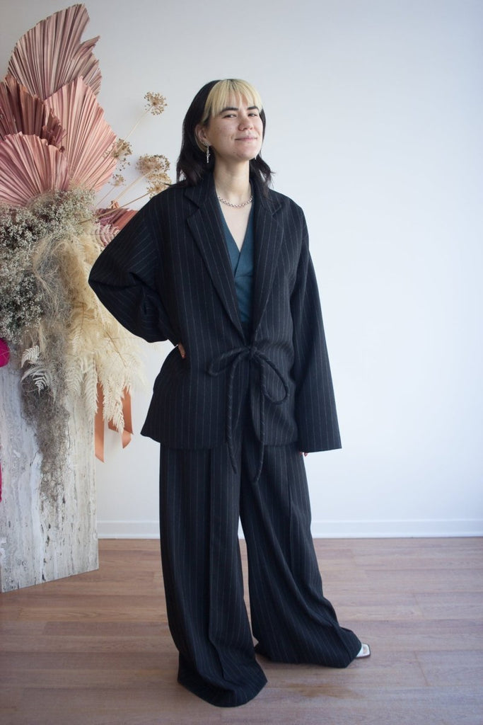 Eliza Faulkner Mara Coat - Black Pinstripe (Online Exclusive) - Victoire BoutiqueEliza FaulknerOuterwear Ottawa Boutique Shopping Clothing