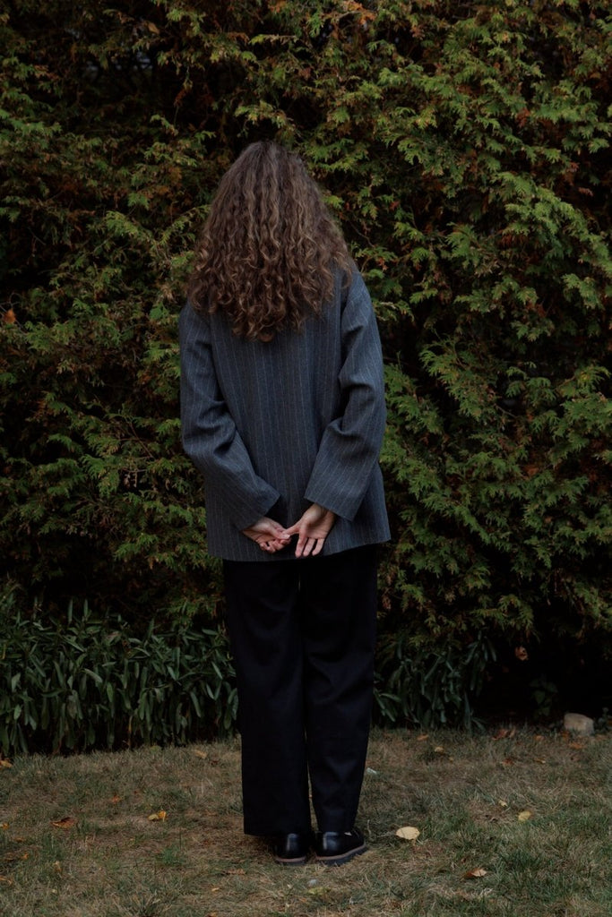 Eliza Faulkner Mara Coat - Grey Pinstripe (In - Store) - Victoire BoutiqueEliza FaulknerOuterwear Ottawa Boutique Shopping Clothing