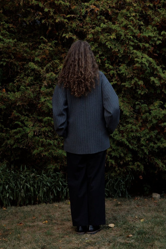 Eliza Faulkner Mara Coat - Grey Pinstripe (In - Store) - Victoire BoutiqueEliza FaulknerOuterwear Ottawa Boutique Shopping Clothing