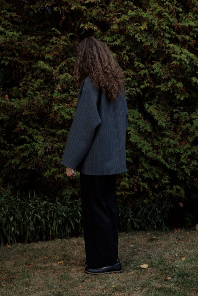 Eliza Faulkner Mara Coat - Grey Pinstripe (In - Store) - Victoire BoutiqueEliza FaulknerOuterwear Ottawa Boutique Shopping Clothing