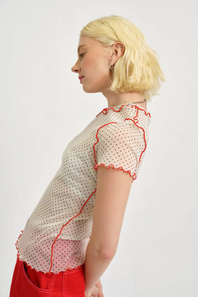 Eliza Faulkner Remy Tee (Cream Polkadot Mesh) - Victoire BoutiqueEliza FaulknerTops Ottawa Boutique Shopping Clothing