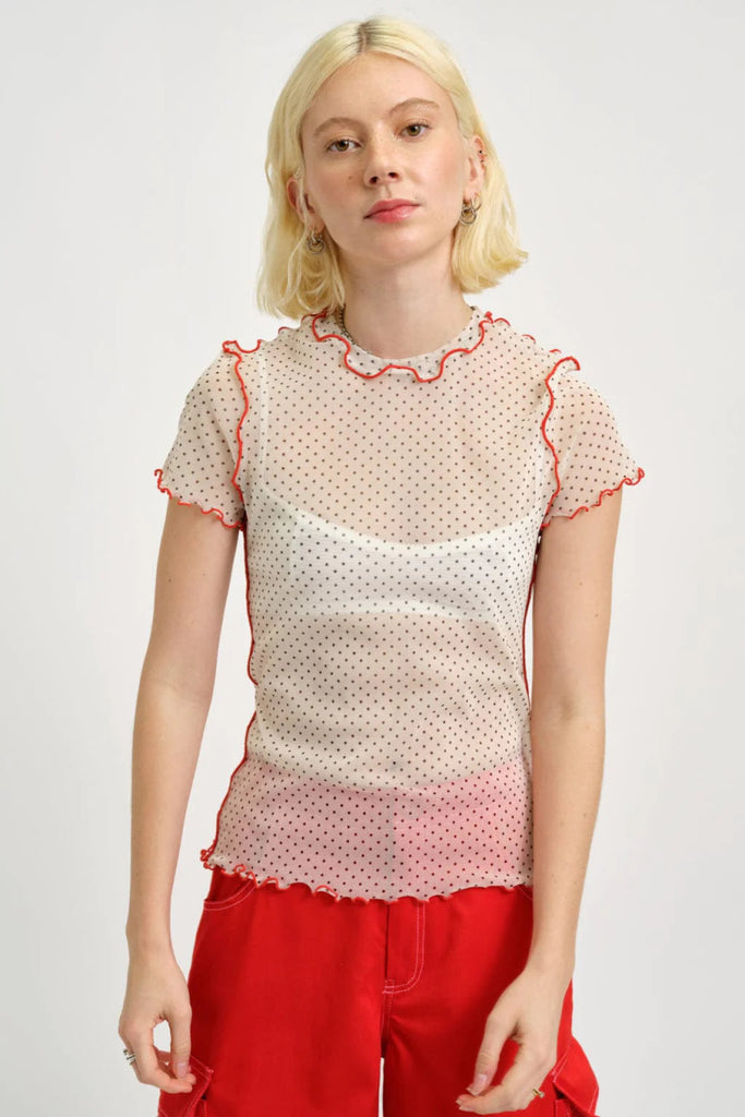 Eliza Faulkner Remy Tee (Cream Polkadot Mesh) - Victoire BoutiqueEliza FaulknerTops Ottawa Boutique Shopping Clothing