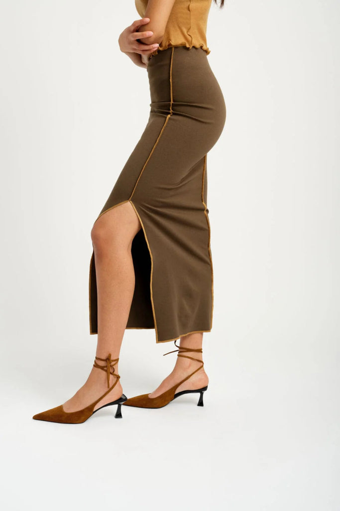 Eliza Faulkner Renata Skirt - Khaki (Online Exclusive) - Victoire BoutiqueEliza FaulknerSkirts Ottawa Boutique Shopping Clothing