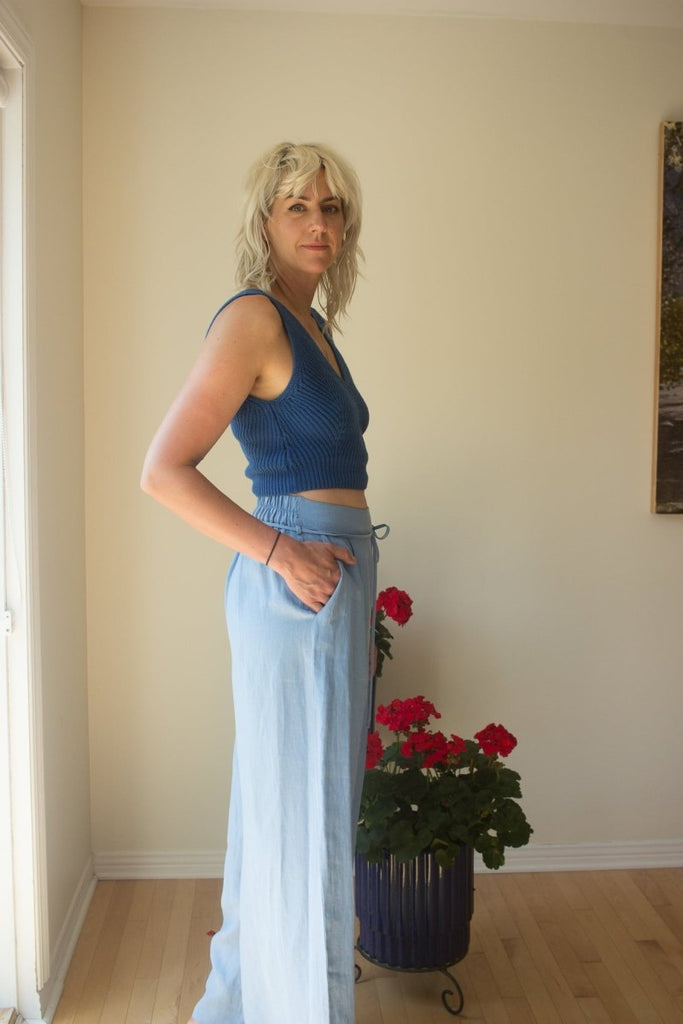 Eliza Faulkner Romy Pant (Blue Linen) - Victoire BoutiqueEliza FaulknerBottoms Ottawa Boutique Shopping Clothing