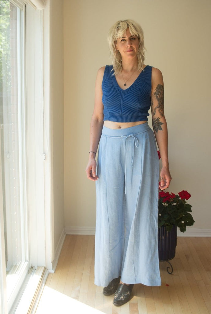 Eliza Faulkner Romy Pant (Blue Linen) - Victoire BoutiqueEliza FaulknerBottoms Ottawa Boutique Shopping Clothing