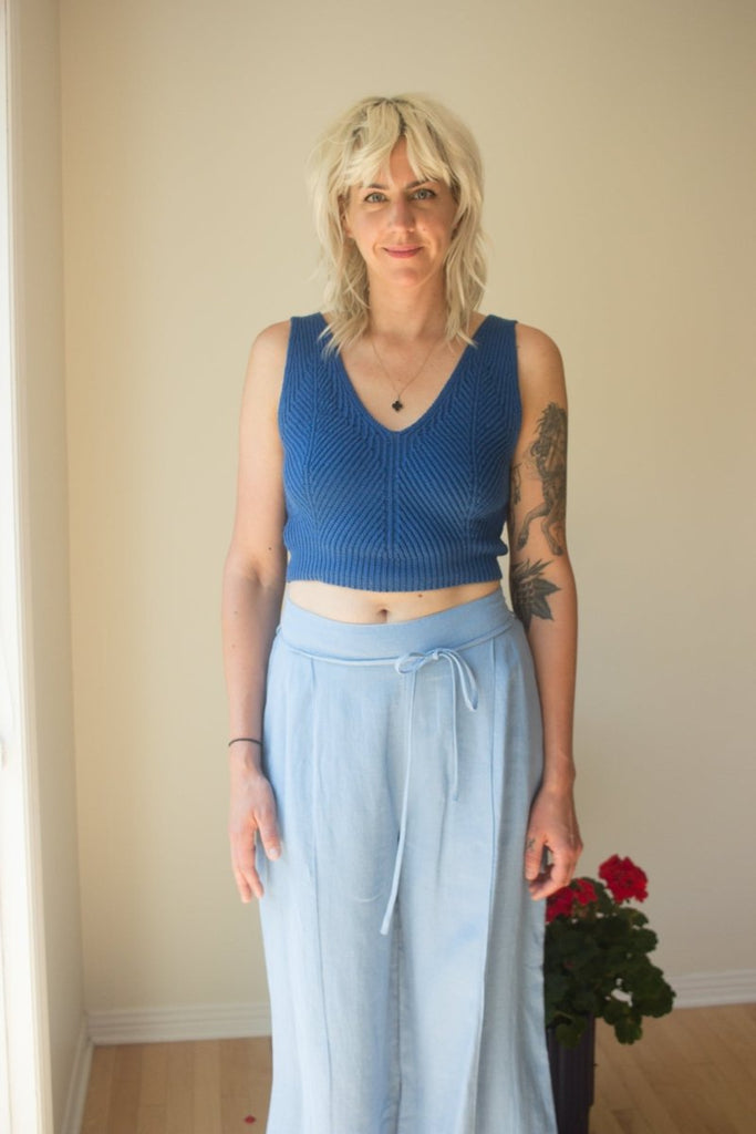 Eliza Faulkner Romy Pant (Blue Linen) - Victoire BoutiqueEliza FaulknerBottoms Ottawa Boutique Shopping Clothing