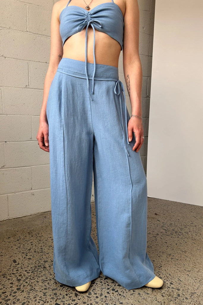 Eliza Faulkner Romy Pant (Blue Linen) - Victoire BoutiqueEliza FaulknerBottoms Ottawa Boutique Shopping Clothing